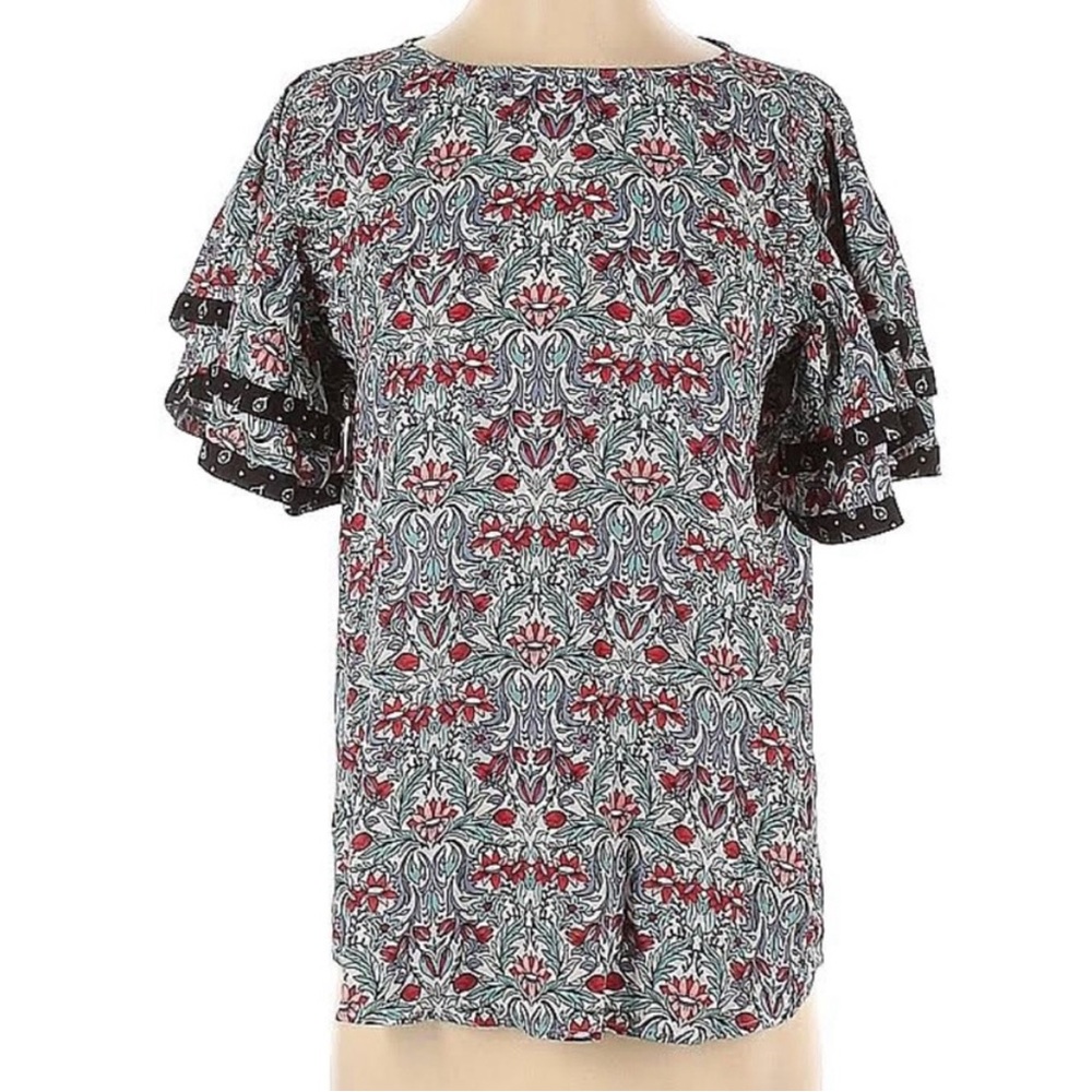 Loft Floral Double Flutter Sleeve Blouse